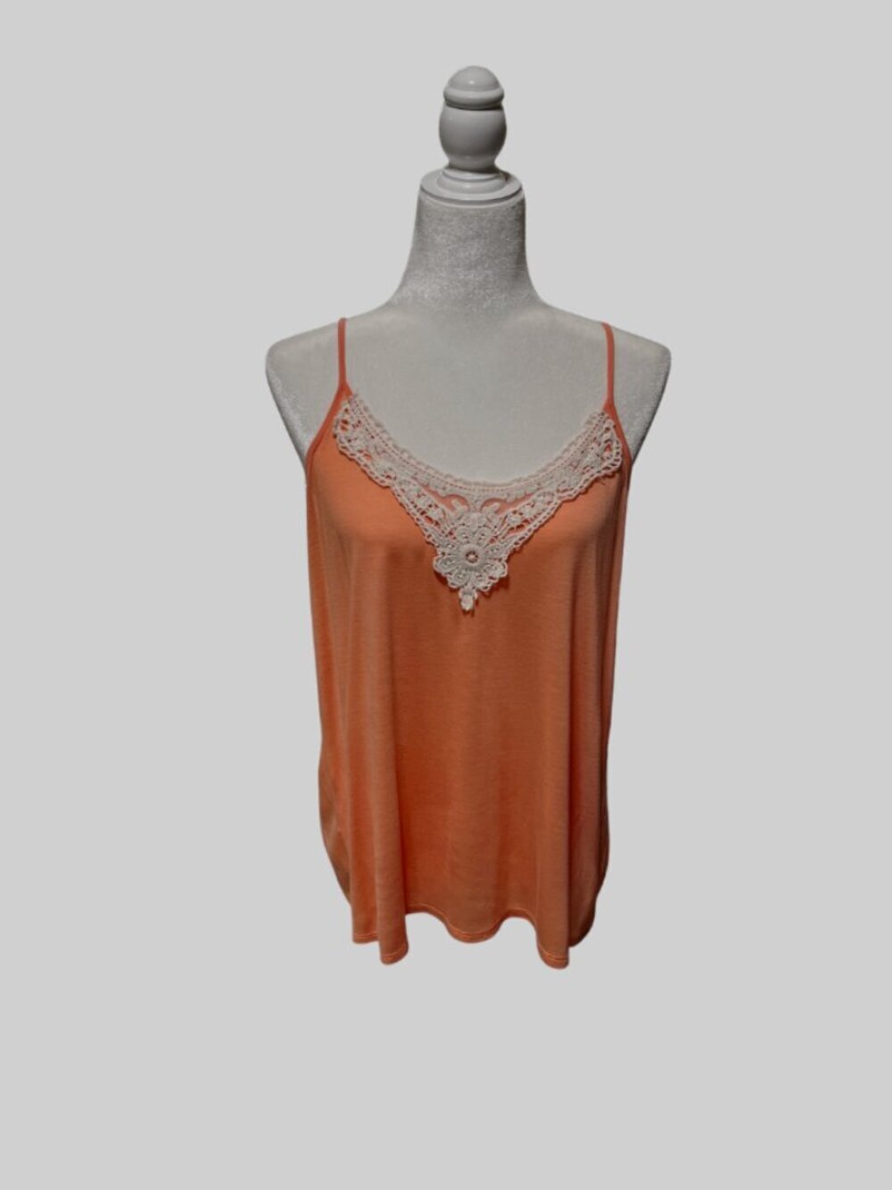 French Laundry Peach Lace Trim Camisole Tank Large - Flaw